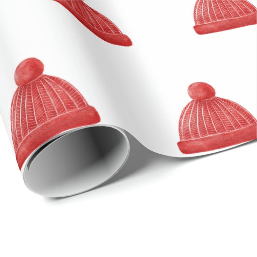 水色の冬の帽子のパターン。クリスマス休暇 ラッピングペーパー (ロールコーナー)