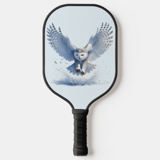 水色の切り株の真ん中に咲くフクロウ ピックルボールラケット (正面)