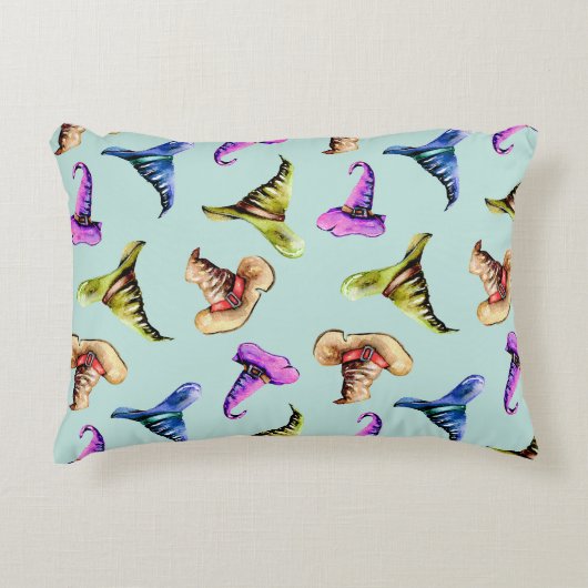 水色の古い帽子：青い背景。 アクセントクッション (正面)