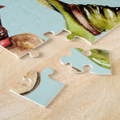 水色の古い帽子:青い背景。 ジグソーパズル (側面)