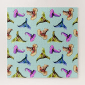 水色の古い帽子:青い背景。 ジグソーパズル (横)