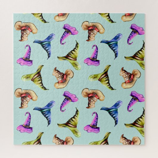 水色の古い帽子:青い背景。 ジグソーパズル (縦)