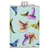 水色の古い帽子:青い背景。 フラスク (裏面)