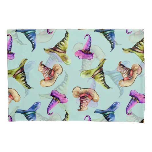 水色の古い帽子:青い背景。 枕カバー (正面)