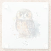 水色の可愛いフクロウ ガラスコースター (裏面)