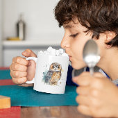 水色の可愛いフクロウ コーヒーマグカップ