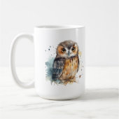 水色の可愛いフクロウ コーヒーマグカップ (左)
