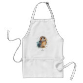 水色の可愛いフクロウ スタンダードエプロン (正面)