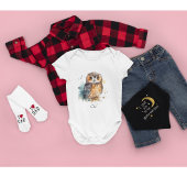 水色の可愛いフクロウ ベビーボディスーツ