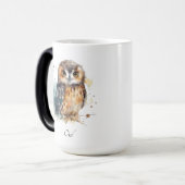 水色の可愛いフクロウ モーフィングマグカップ (正面左)