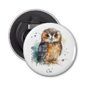 水色の可愛いフクロウ 栓抜き (正面)