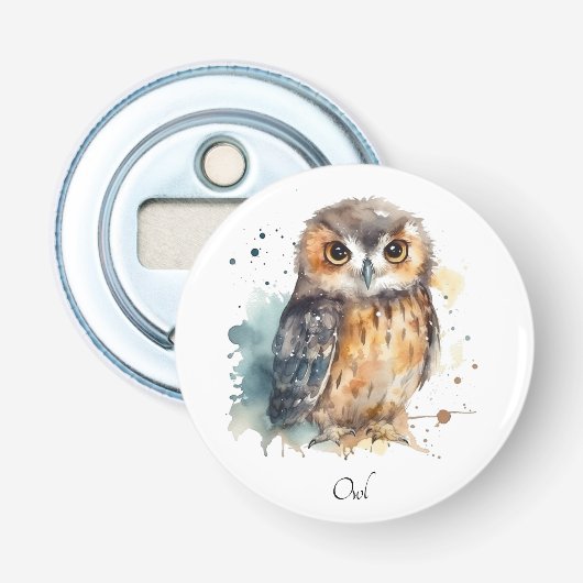 水色の可愛いフクロウ 栓抜き (正面)