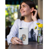 水色の可愛いフクロウ Case-Mate iPhoneケース