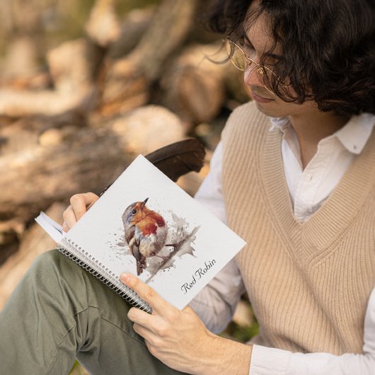 水色の可愛い鳥の赤ロビンのカスタマイズ可能 ノートブック