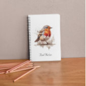 水色の可愛い鳥の赤ロビンのカスタマイズ可能 ノートブック