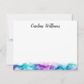 水色の名前(アクアブルーと紫パーソナライズされた) ノートカード (正面)