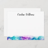 水色の名前(アクアブルーと紫パーソナライズされた) ノートカード (正面/裏面)