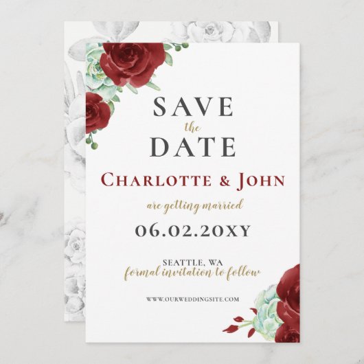 水色の多肉性のブルゴーニュ金ゴールド セーブザデート (正面/裏面)