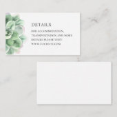 水色の多肉性詳細。緑色結婚サボテン エンクロージャーカード (正面/裏面)