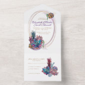 水色の多肉植物、ラベンダーすべて1つのInvita オールインワン招待状 (内側)