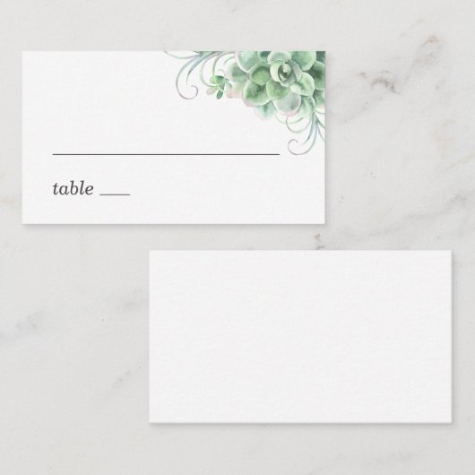 水色の多肉質。サボテン結婚病 プレイスカード (正面/裏面)