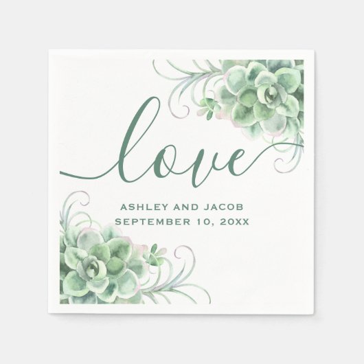 水色の多肉質。フローラ結婚サボテン スタンダードカクテルナプキン (正面)