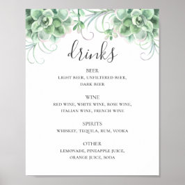 水色の多肉類の結婚アルコール飲料バー ポスター