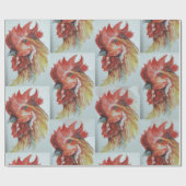 水色の大きなオンドリの頭 ラッピングペーパー (フラット)