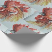 水色の大きなオンドリの頭 ラッピングペーパー (角)