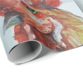 水色の大きなオンドリの頭 ラッピングペーパー (ロールコーナー)