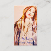 水色の女性の名刺Lorita Cohen 名刺 (正面)