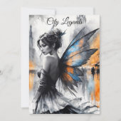 水色の妖精の女の子トワイライトマジカルナイトシティ 招待状 (正面)