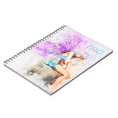 水色の妖精の青とモノグラム ノートブック (左側)