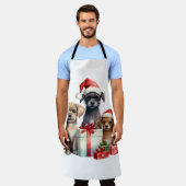 水色の子犬と贈り物 エプロン (着用した状態)