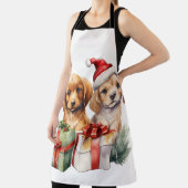 水色の子犬と贈り物 エプロン (インサイチュ)