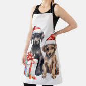 水色の子犬と贈り物 エプロン (インサイチュ)