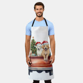 水色の子犬と贈り物 エプロン (着用した状態)