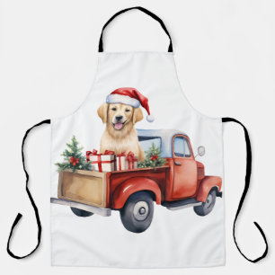 水色の子犬と贈り物 エプロン