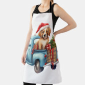 水色の子犬と贈り物 エプロン (インサイチュ)