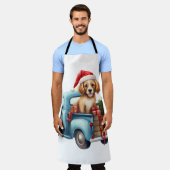 水色の子犬と贈り物 エプロン (着用した状態)