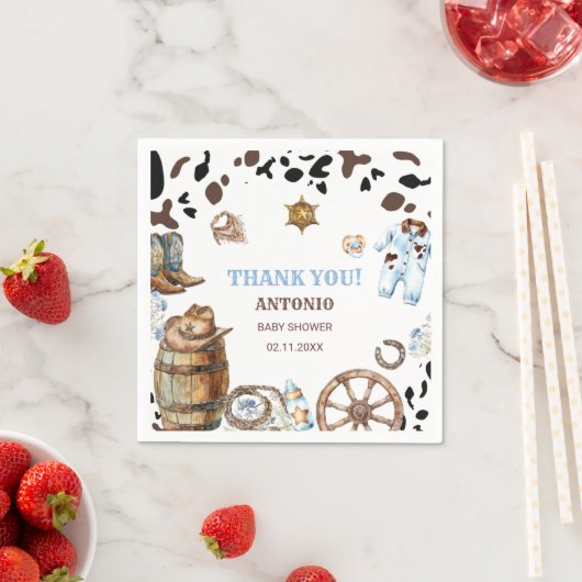 水色の小さなエレガントカウボーイ乗り紙ナプキン スタンダードカクテルナプキン (インサイチュ)