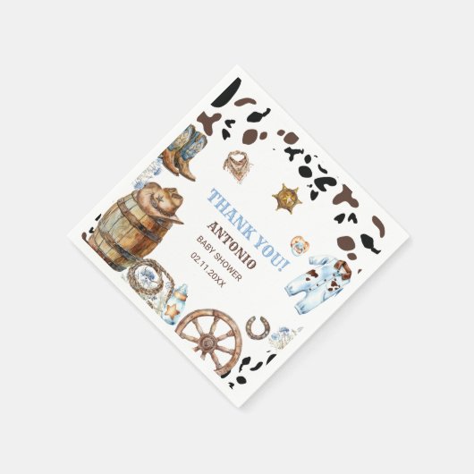 水色の小さなエレガントカウボーイ乗り紙ナプキン スタンダードカクテルナプキン (角)