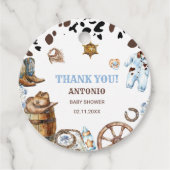 水色の小さなエレガントカウボーイ乗り紙ナプキン フェイバータグ (正面)