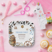 水色の小さなエレガントカウボーイ乗り紙ナプキン ペーパープレート (パーティー)