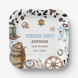 水色の小さなエレガントカウボーイ乗り紙ナプキン ペーパープレート