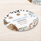 水色の小さなエレガントカウボーイ乗り紙ナプキン ラウンドペーパーコースター (アングル)