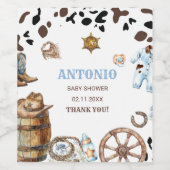 水色の小さなエレガントカウボーイ乗り紙ナプキン ワインラベル (シングルラベル)