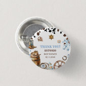 水色の小さなエレガントカウボーイ乗り紙ナプキン 缶バッジ (正面&裏面)