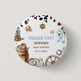 水色の小さなエレガントカウボーイ乗り紙ナプキン 缶バッジ