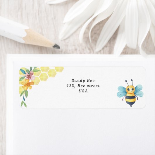 水色の小さなミツバチとミツバチ ラベル (インサイチュ)